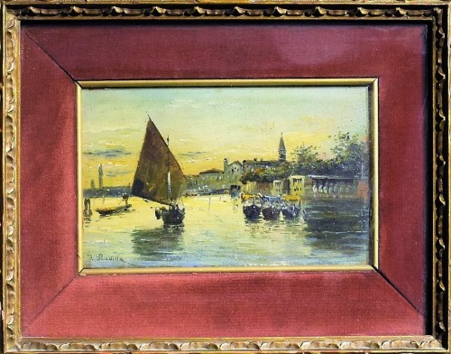 Antiquités - Francisco Pradilla Ortiz (1848-1921) - Venise, lever de soleil doré sur la Lagune